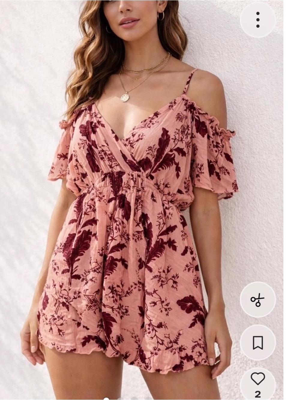 Topshop Pink Cold-Shoulder Floral Romper